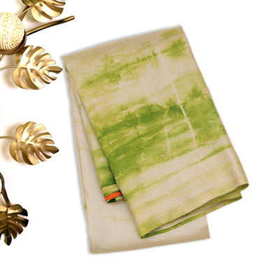 Off White and Samangha Green Printed Kanchi Silk Saree with Shibori Design