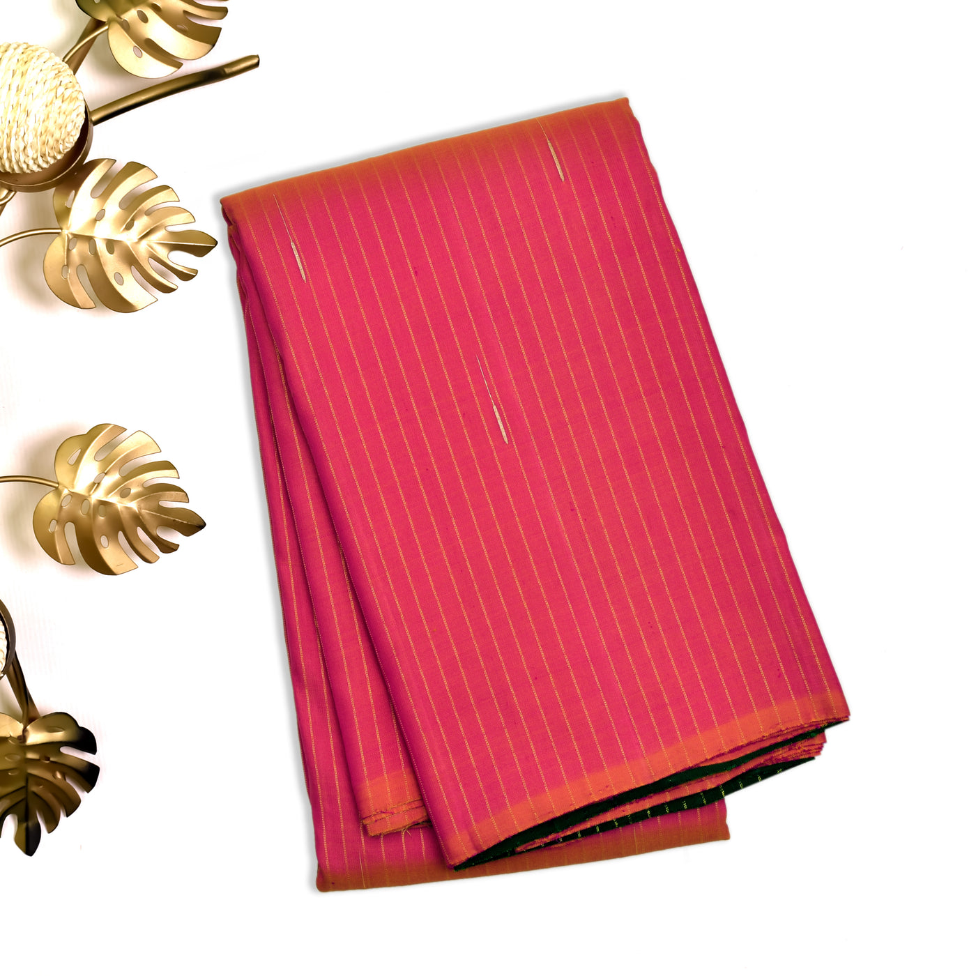 Rani Orange Kanchipuram Silk Saree with Rain Drops Design