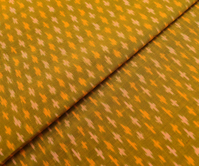double-shaded-mustard-ikkath-silk-fabric