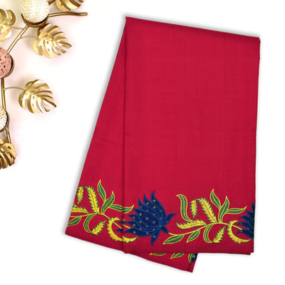Red Embroidery Silk Saree with Blouse