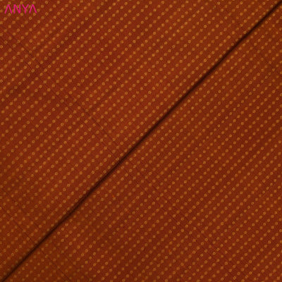 Rust Kanchi Silk Fabric with Round Zari Butta Design