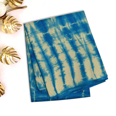 Royal Blue Tussar Silk Saree with Shibori Print Design