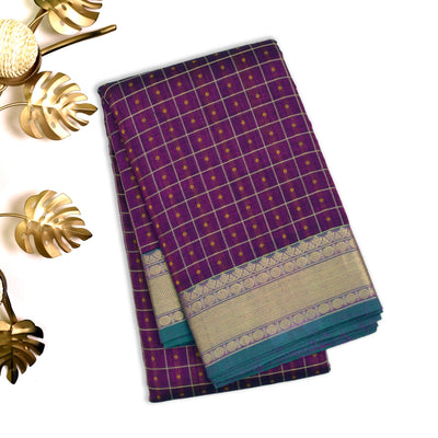 Magenta Kanchi Cotton Saree with Butta and Kattam Design