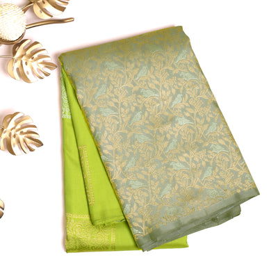 fluorescent-green-kanchi-silk-saree-with-grey-pallu-and-blouse