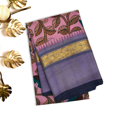 Pink Pen Kalamkari Silk Saree