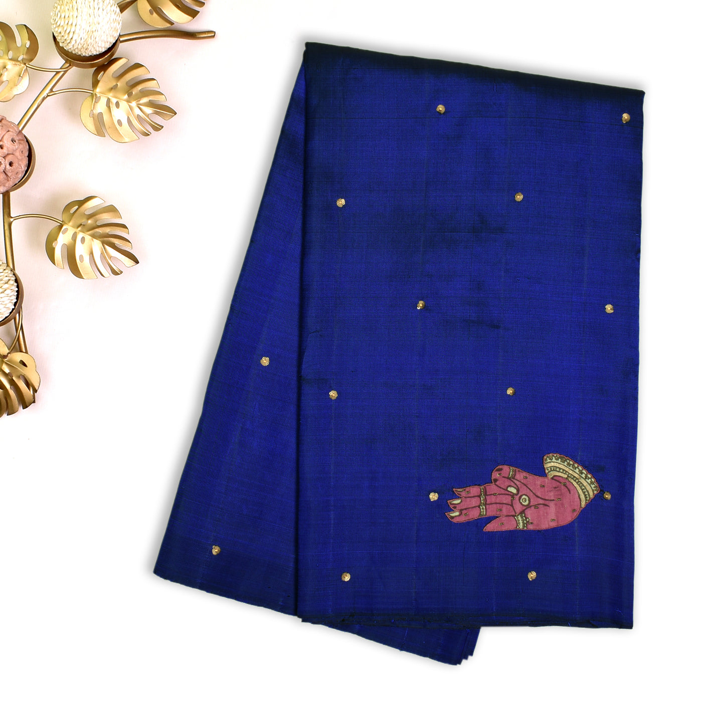 MS Blue Embroidery Silk Saree
