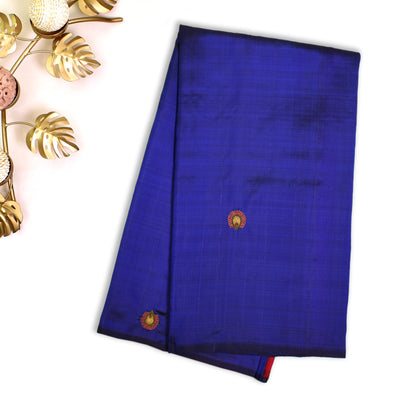 MS Blue Embroidery Silk Saree with Red Blouse