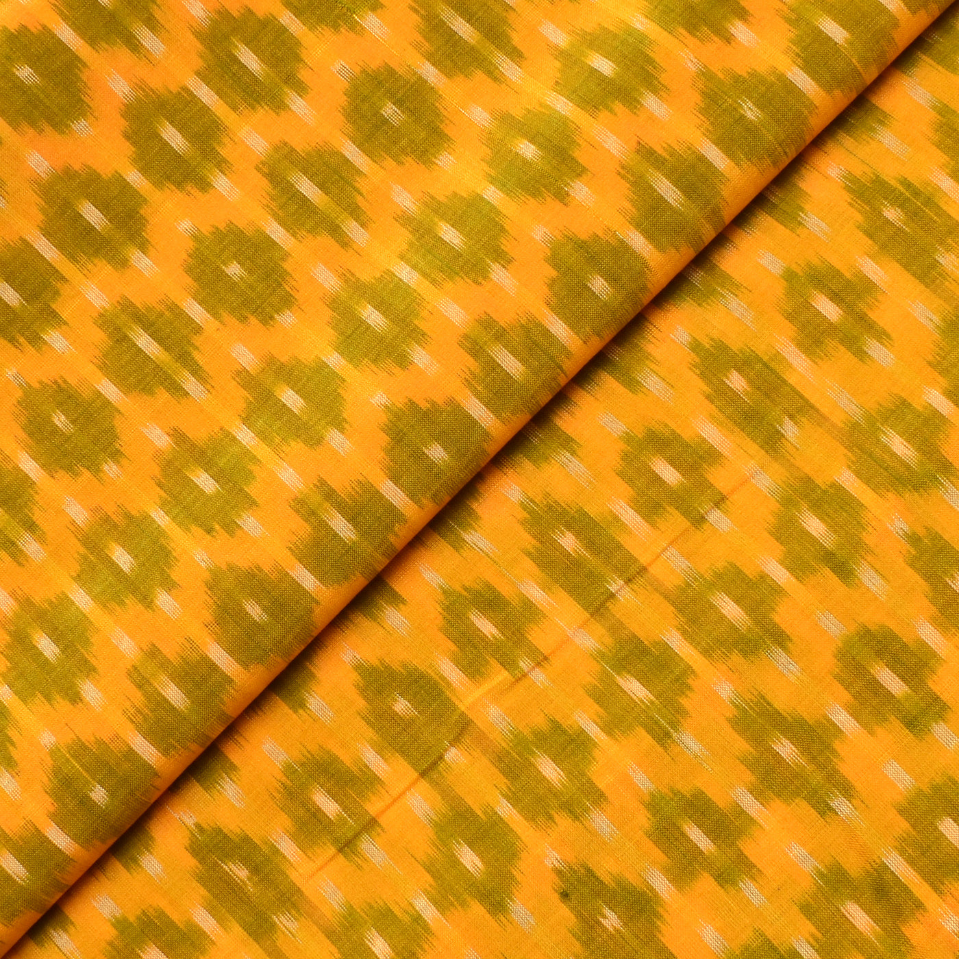 yellow-and-green-ikkat-silk-fabric