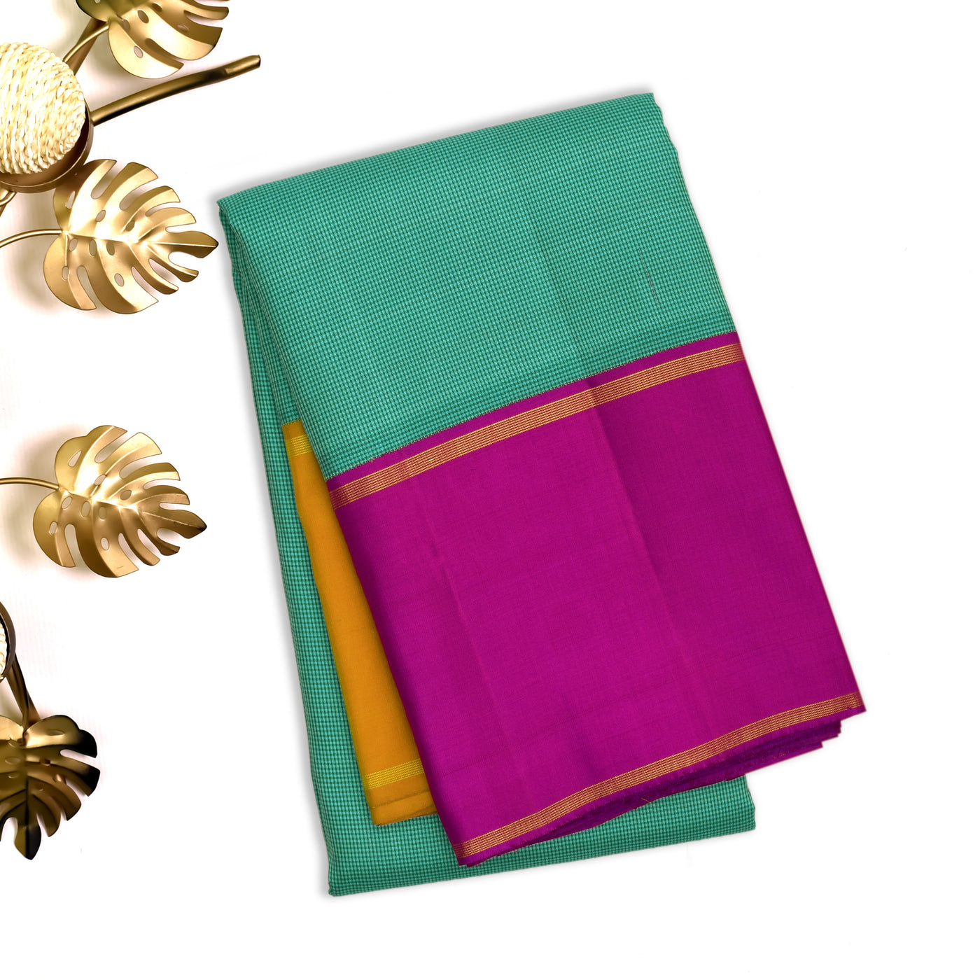 Rexona Green Kanchipuram Silk Saree with Small Checks Design