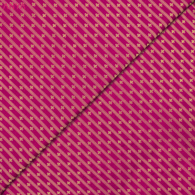 Rani Arakku Banarasi Silk Fabric with Small Zari Butta and Stripes Design