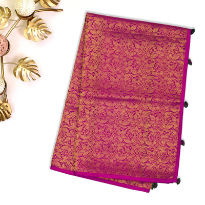 Dark Grey Tussar Saree with Pink Kanchi Silk Pallu