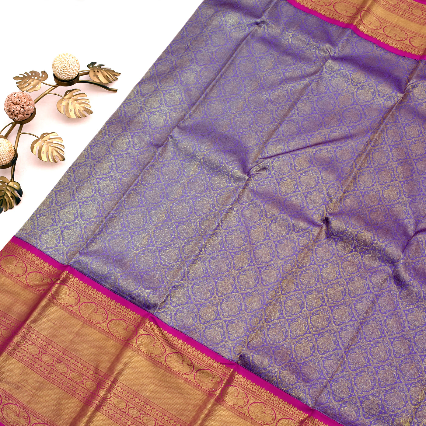 Lavender Kanchipuram Silk Saree with Rani Arakku Getti Self Pallu