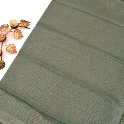 Olive Green Banarasi Silk Saree with Zari Stripes Design