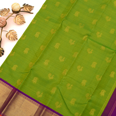 Samaga Green Kanchipuram Silk Saree with Mayil Mango Design