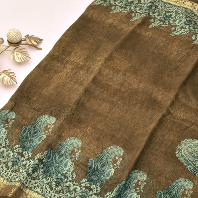 brown-linen-saree-with-blouse