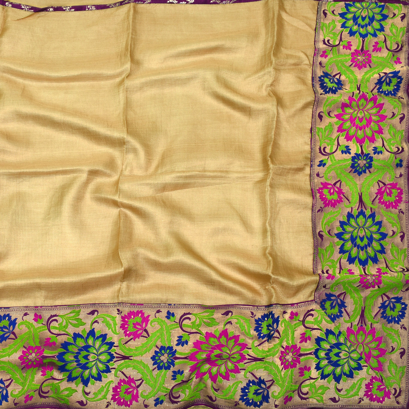 Gold Tissue Tussar Saree with Paithani Border