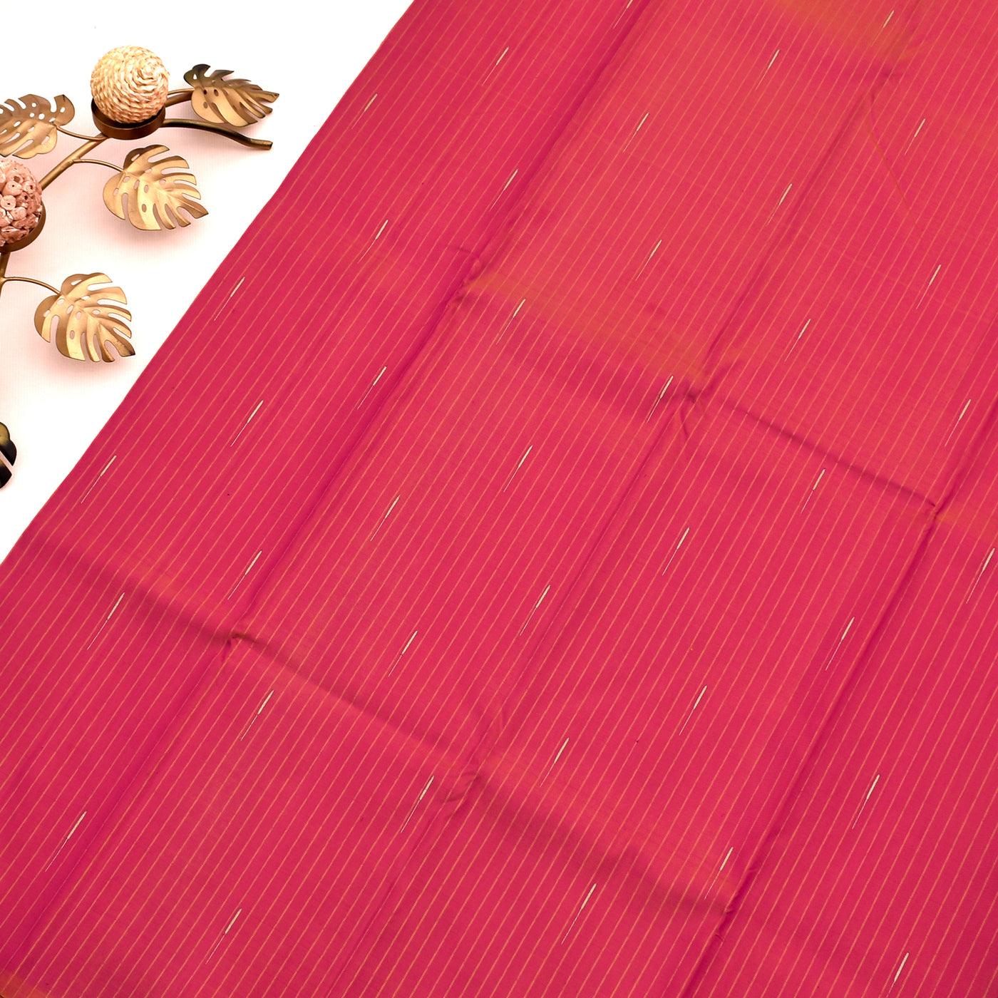 Rani Orange Kanchipuram Silk Saree with Rain Drops Design