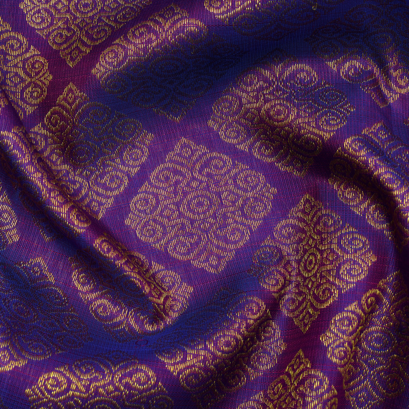 Violet Kanchi Silk Fabric with Big Diamond Butta Design
