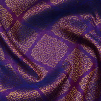 Violet Kanchi Silk Fabric with Big Diamond Butta Design