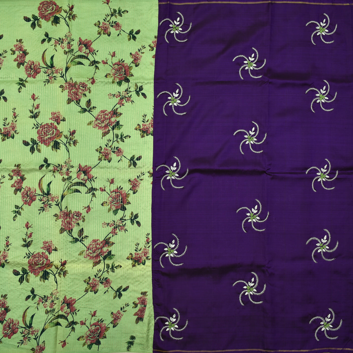 Apple Green Embroidery Silk Saree