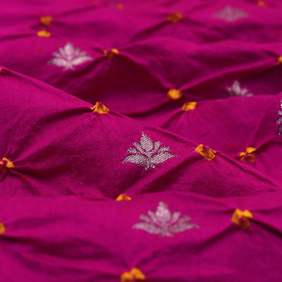 Rani Thakkali Bandhani Silk Fabric with Small Zari Butta Design