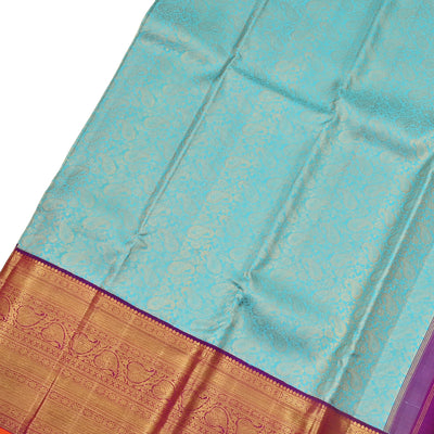 Baby Blue Kanchipuram Silk Saree with Mango Creeper Design