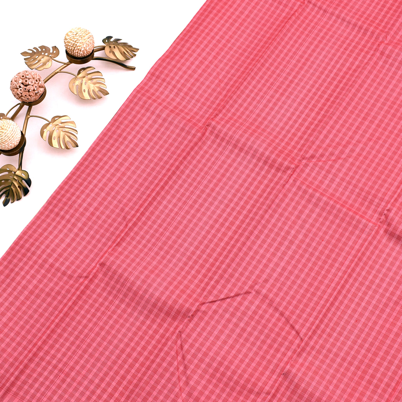 Baby Pink Kanchipuram Silk Saree with Small Checks Design