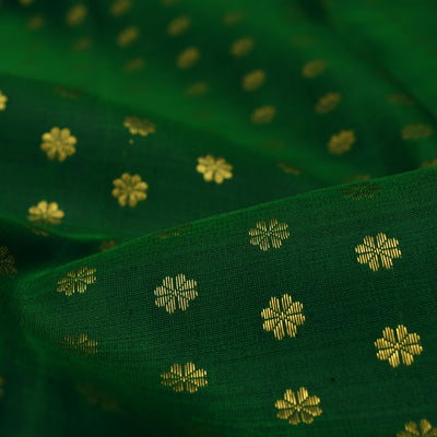 Bottle Green Kanchi Silk Fabric with Kamalam Butta Design