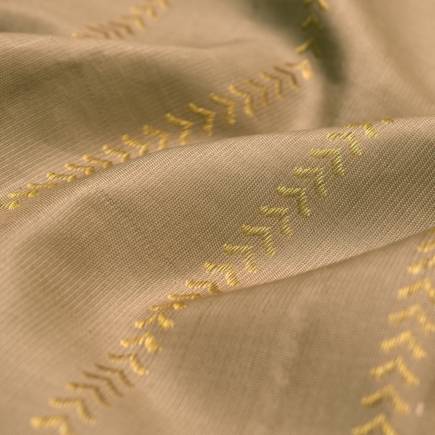 Light Brown Kanchi Silk Fabric with Kathir Lines Design