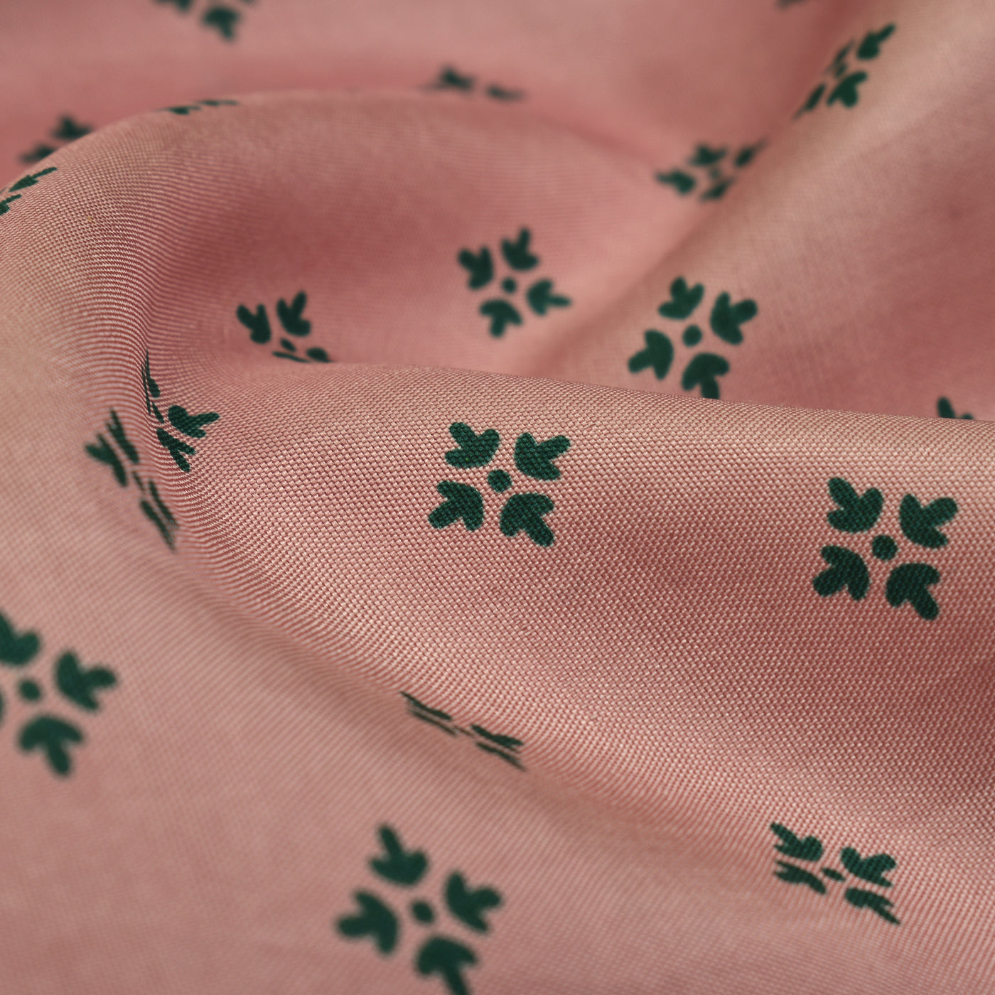 Onion Pink Kanchi Silk Printed Fabric with Small Butta Design