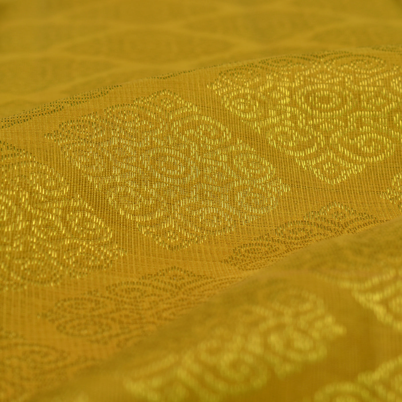 Oil Mustard Kanchi Organza Silk Fabric with Medium Butta Design