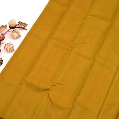 Oil Mustard Kanchipuram Silk Saree with Small Zari Checks Design