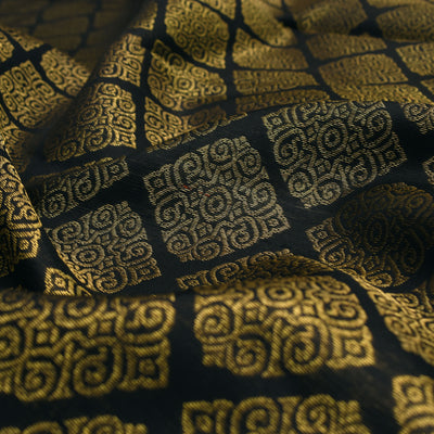 Black Kanchi Silk Fabric with Zari Diamond Butta Design