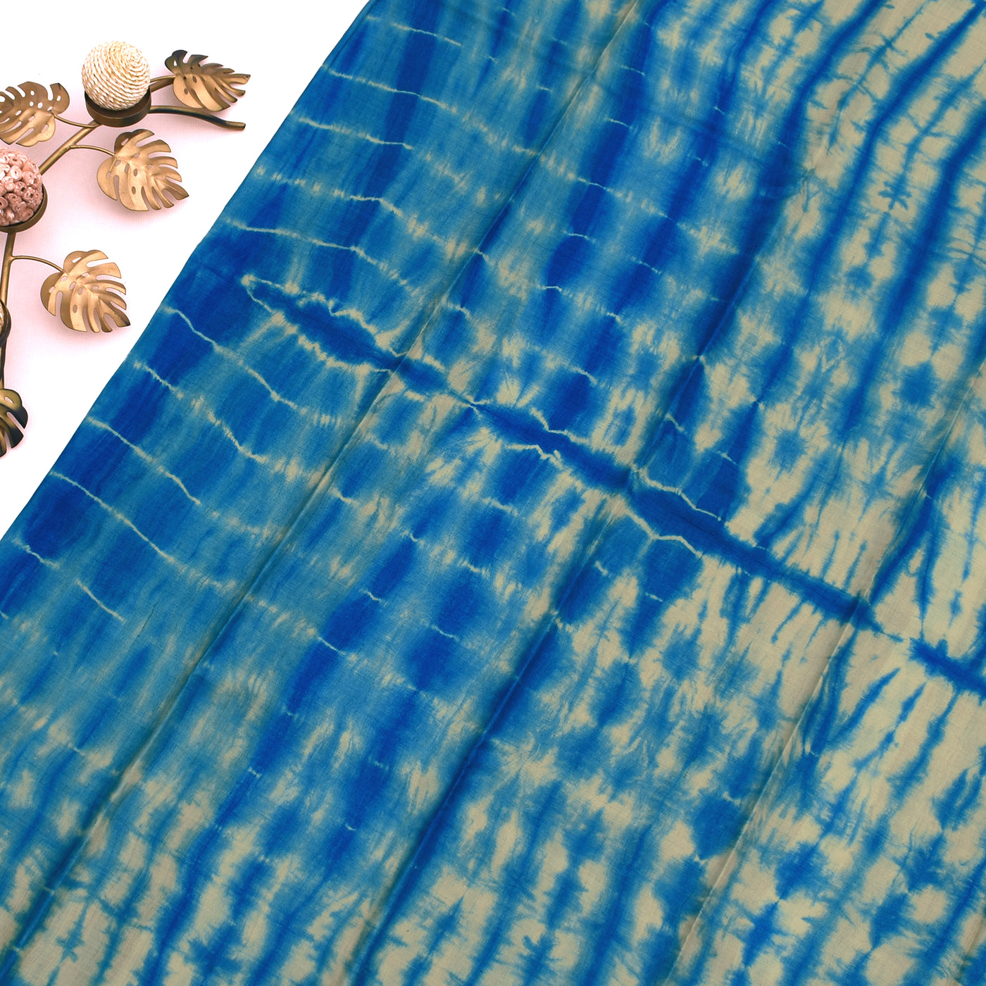 Royal Blue Tussar Silk Saree with Shibori Print Design