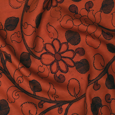 Milagai Orange Pen Kalamkari Fabric