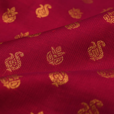 Arakku Thakkali Kanchi Silk Fabric with Kumbam Zari Butta Design