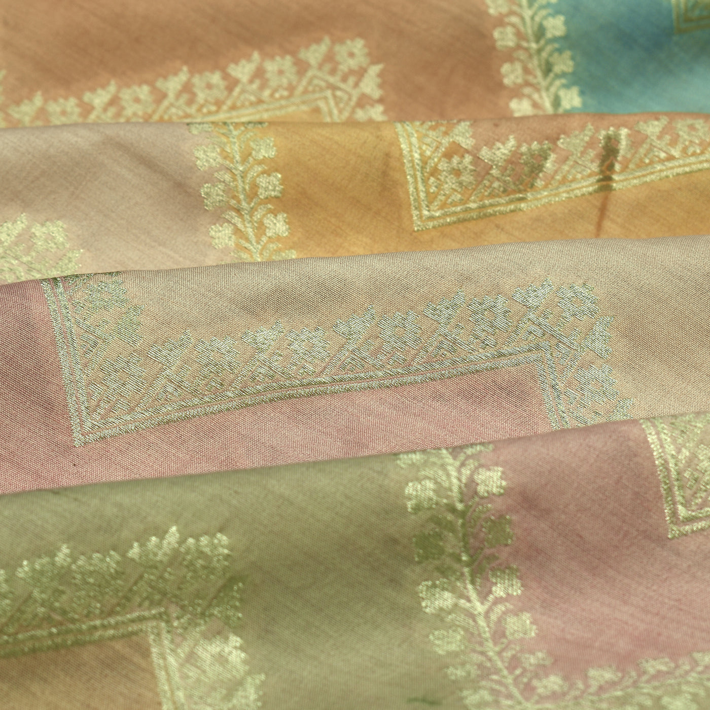 Multi Colour Georgette Banarasi Silk Fabric