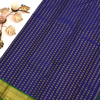 MS Blue Kanchipuram Silk Saree with Small Butta Design