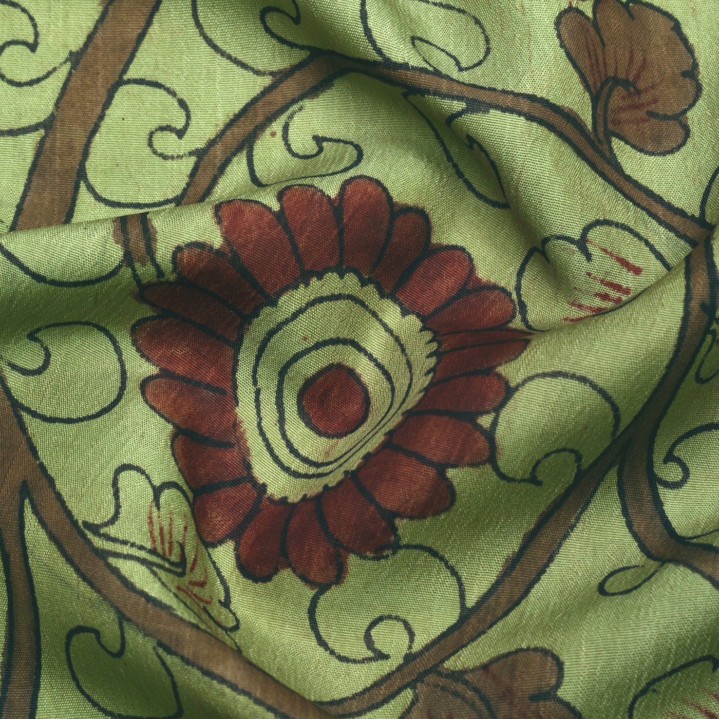 apple-green-pen-kalamkari-kanchi-silk-fabric-3