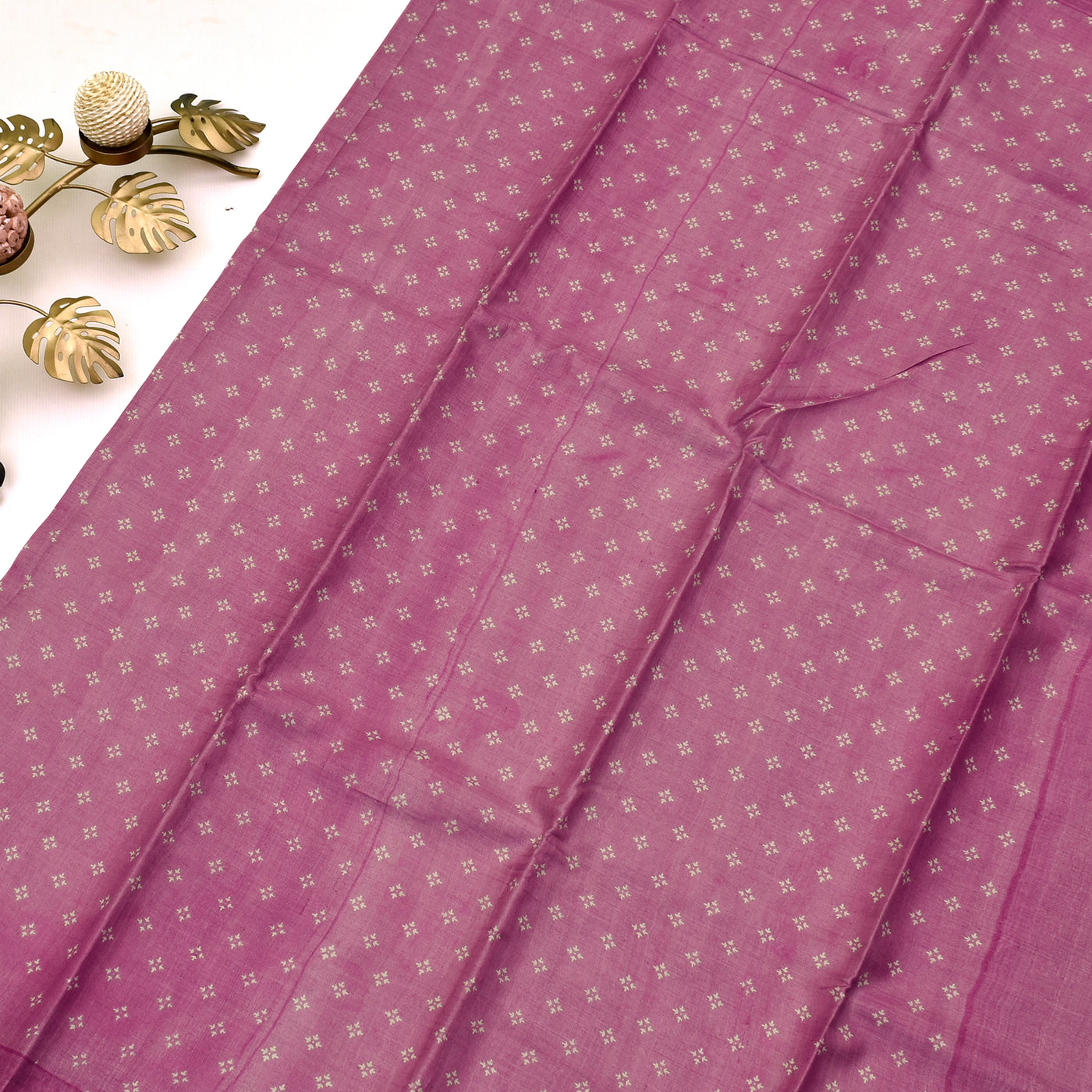 Lotus Pink Tussar Printed Saree with Small Butta Design