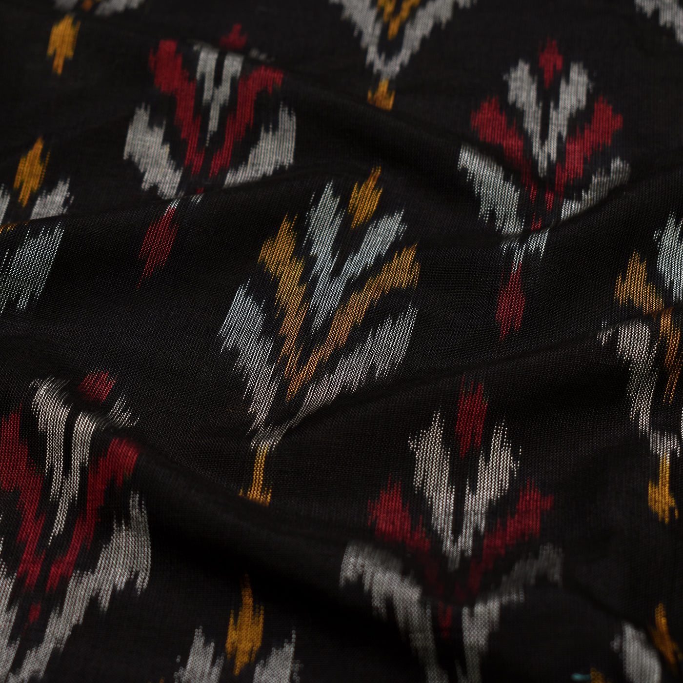 Black Ikkat Silk Fabric