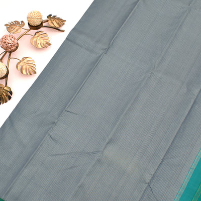 Grey Kanchipuram Silk Saree with Small Zari Checks Design