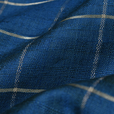 blue-checked-tussar-silk-fabric