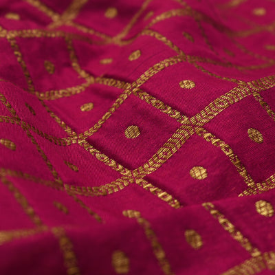 Peach Banarasi Silk Fabric with Kattam Butta Design