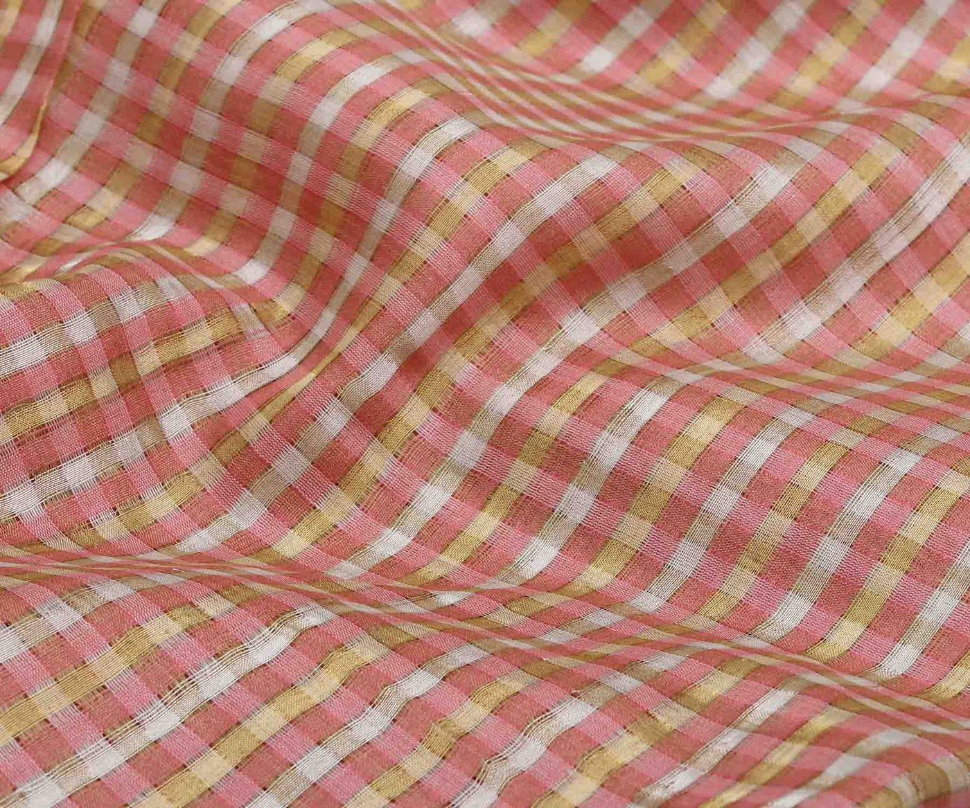 peach-self-checked-tussar-silk-fabric-1
