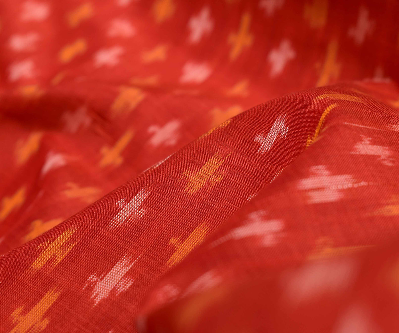 salmon-ikkath-silk-fabric