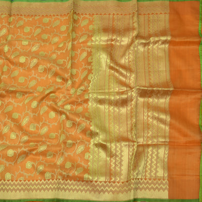 Orange Dupion Tussar Silk Saree with Organza Fabric