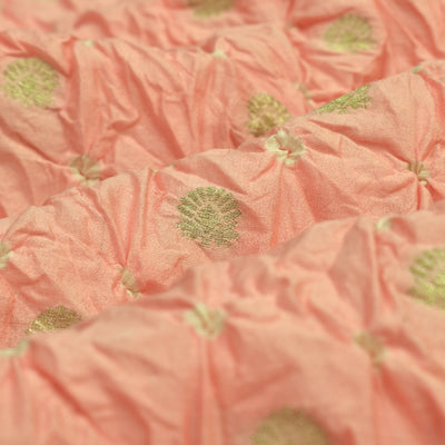 Peach Bandhani Silk Fabric