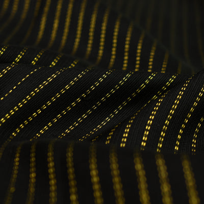 Black Kanchi Silk Fabric With Muthu Zari Lines Design
