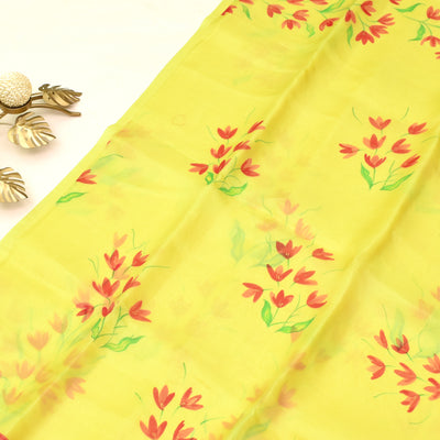 yellow-hand-painted-organza-saree-with-blouse